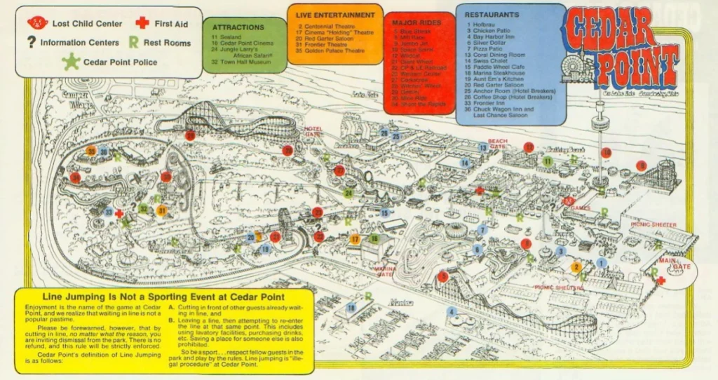 Cedar Point Map 1979