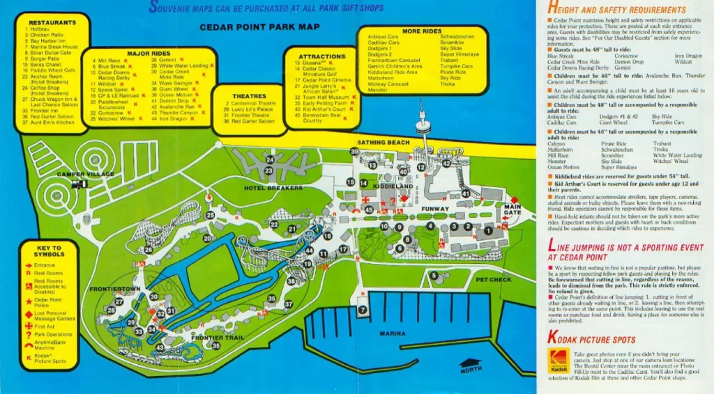 Cedar Point Map 1987