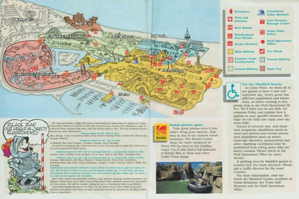 Cedar Point Map 1988