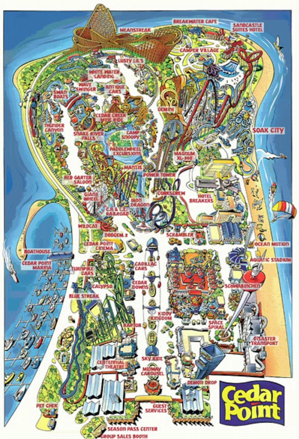 Cedar Point Map 1993