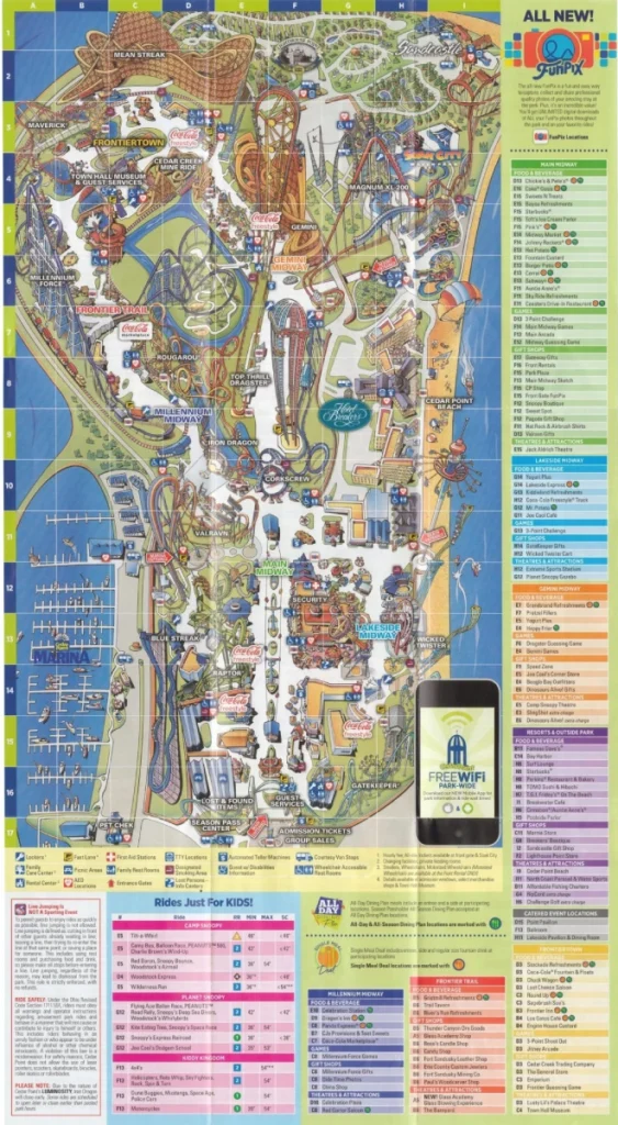 Cedar Point Map 2016