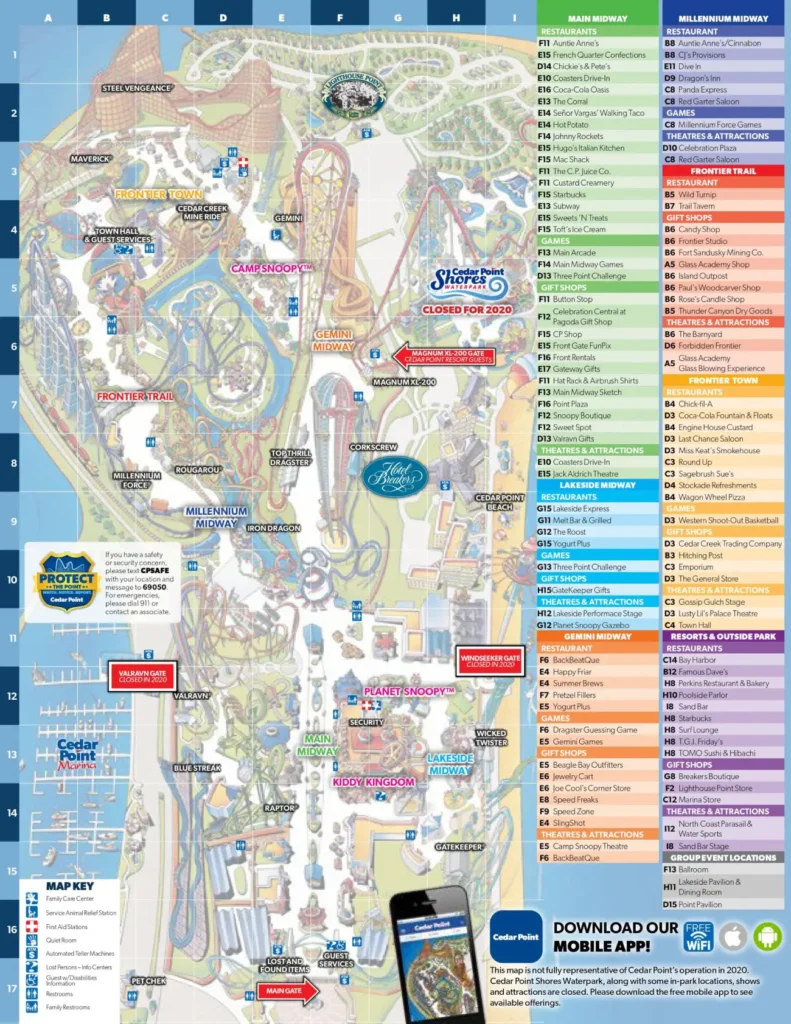 Cedar Point Map 2021