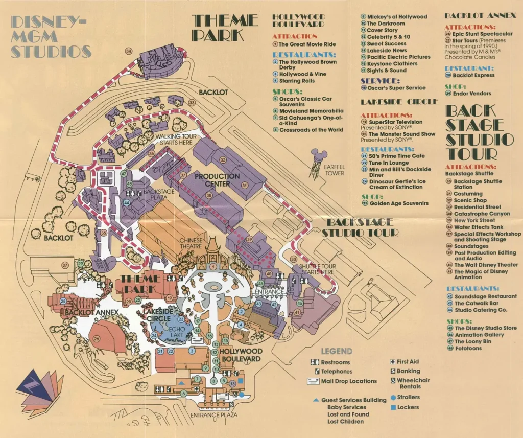 Disney Hollywood Studios Map 1989