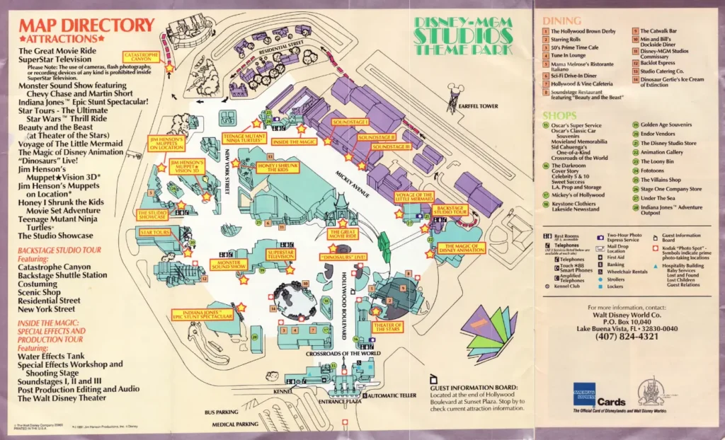 Disney Hollywood Studios Map 1992
