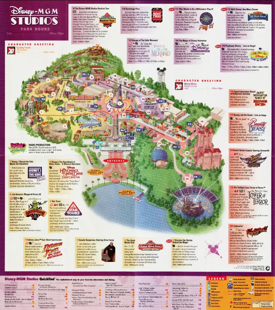 Disney Hollywood Studios Map 2001