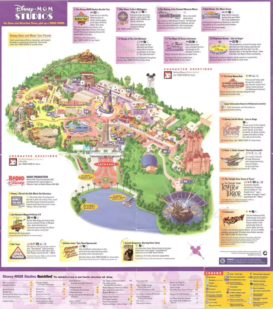 Disney Hollywood Studios Map 2003
