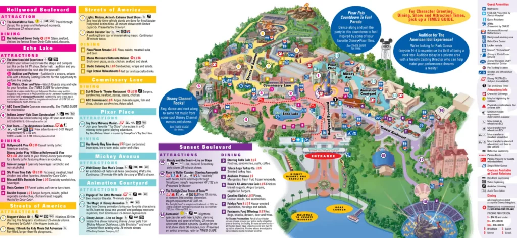 Disney Hollywood Studios Map 2012