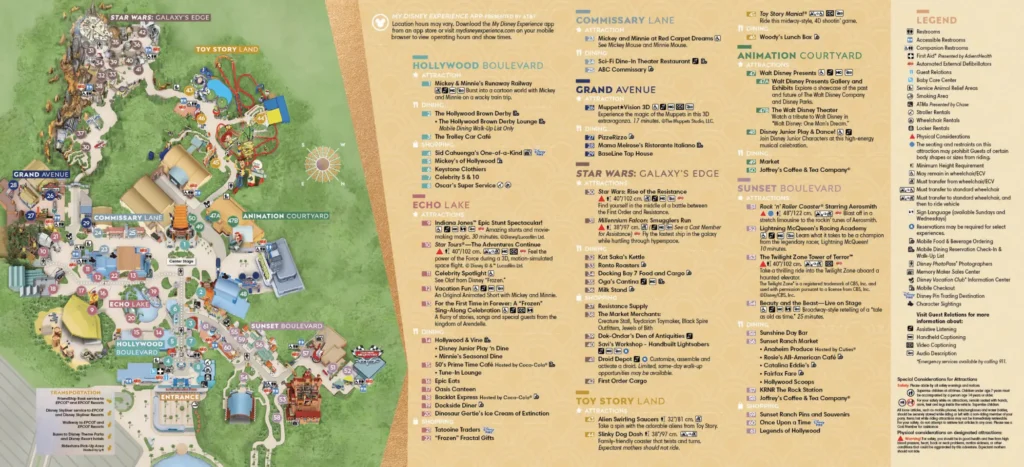Disney Hollywood Studios Map 2022