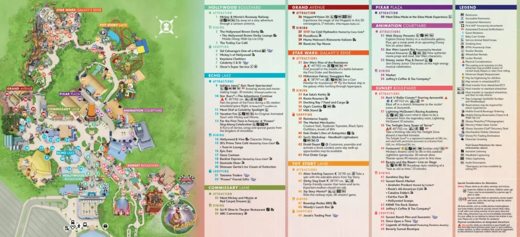 Disney Hollywood Studios Map 2024