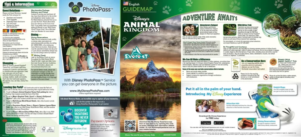 Disney's Animal Kingdom Theme Park Brochure 2014