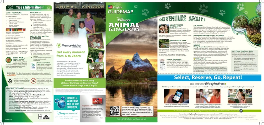 Disney's Animal Kingdom Theme Park Brochure 2015