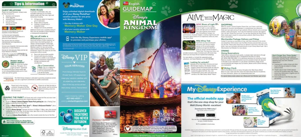 Disney's Animal Kingdom Theme Park Brochure 2017