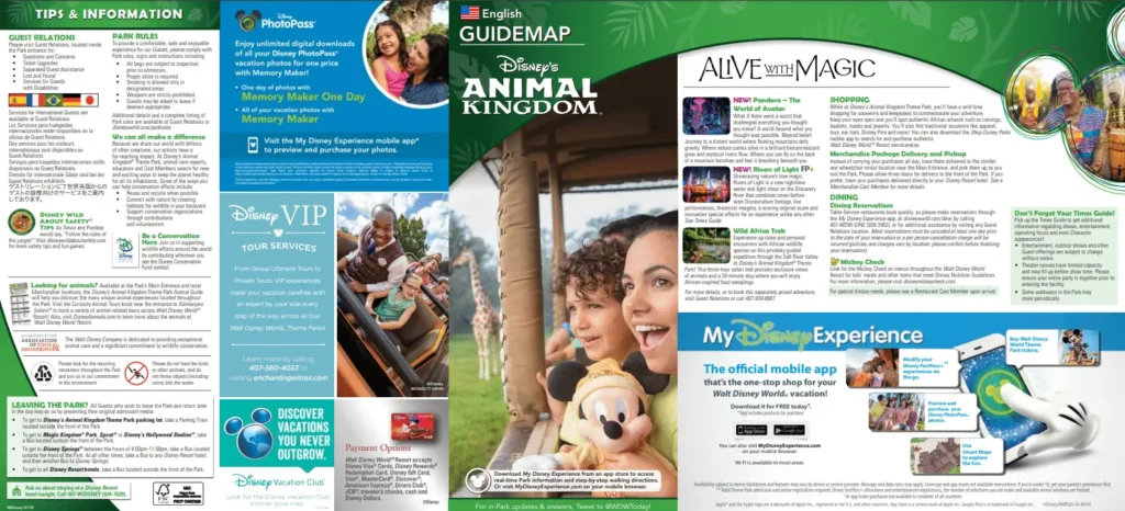 Disney's Animal Kingdom Theme Park Brochure 2018