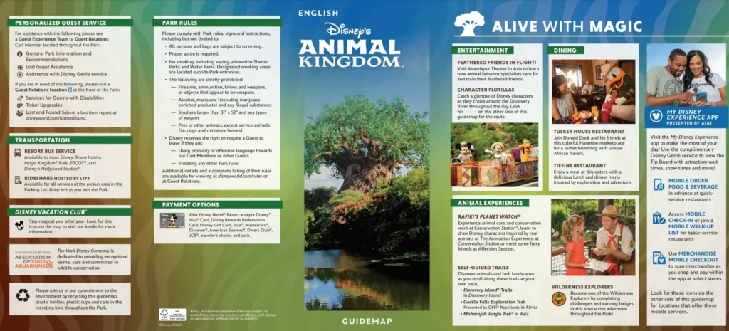Disney's Animal Kingdom Theme Park Brochure 2023