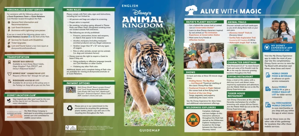 Disney's Animal Kingdom Theme Park Brochure 2025