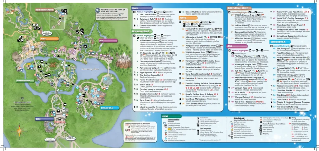 Disney's Animal Kingdom Theme Park Map 2015