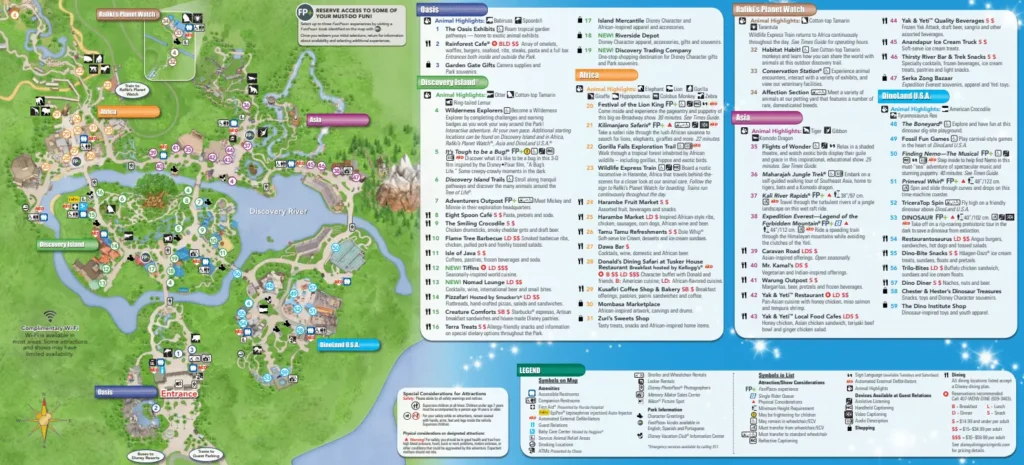 Disney's Animal Kingdom Theme Park Map 2016