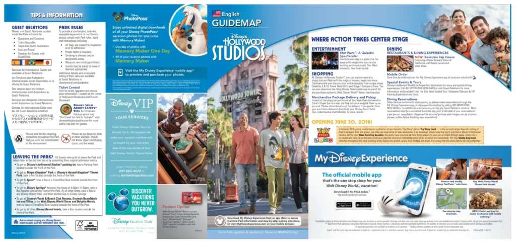 Disney Hollywood Studios Brochure 2018