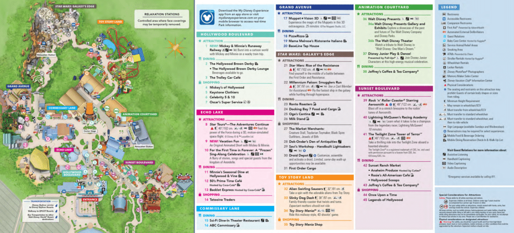 Disney Hollywood Studios Map 2020