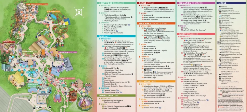 Disney Hollywood Studios Map 2023