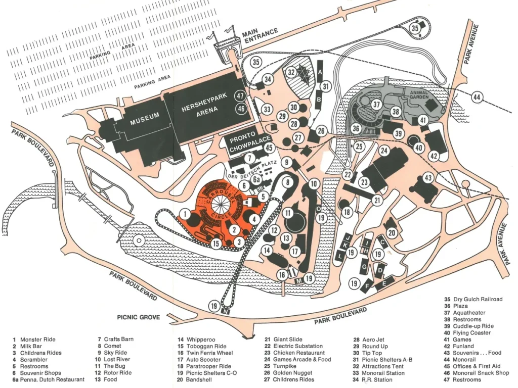 Hersheypark Map 1972