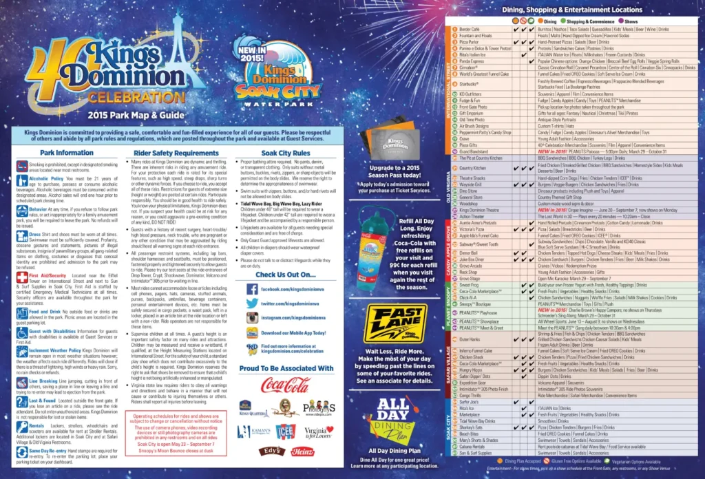 Kings Dominion Map 2015