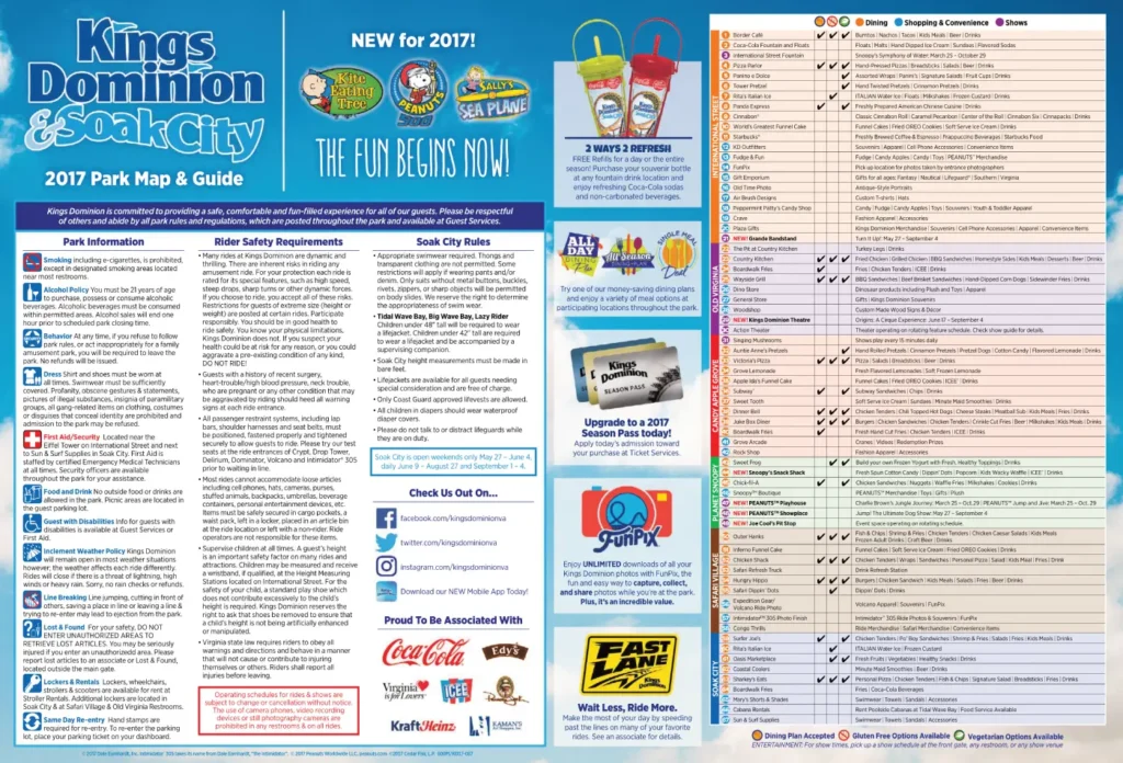 Kings Dominion Map 2017