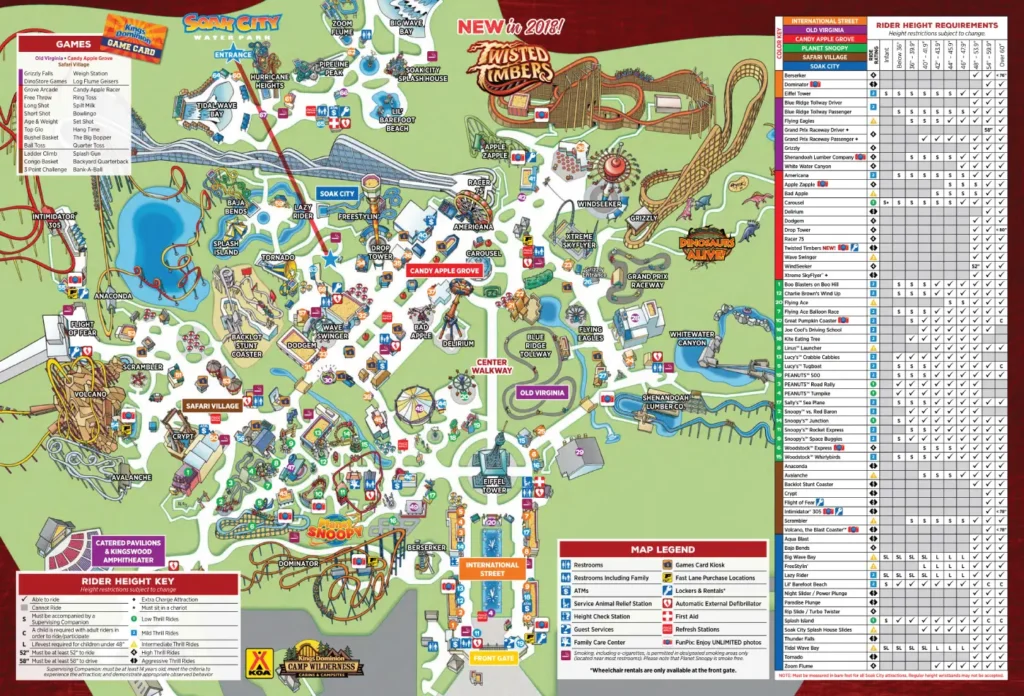 Kings Dominion Map 2018