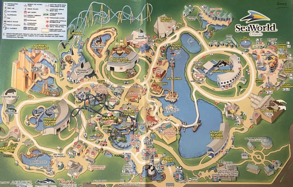 SeaWorld Orlando Map 2009