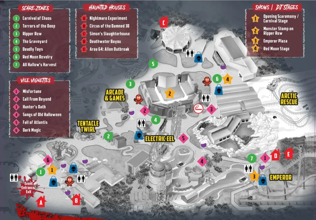 SeaWorld San Diego Howl-O-Scream Map 2024