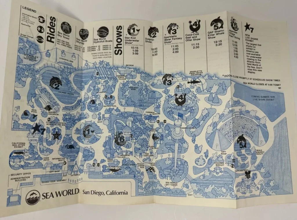 SeaWorld San Diego Map 1978