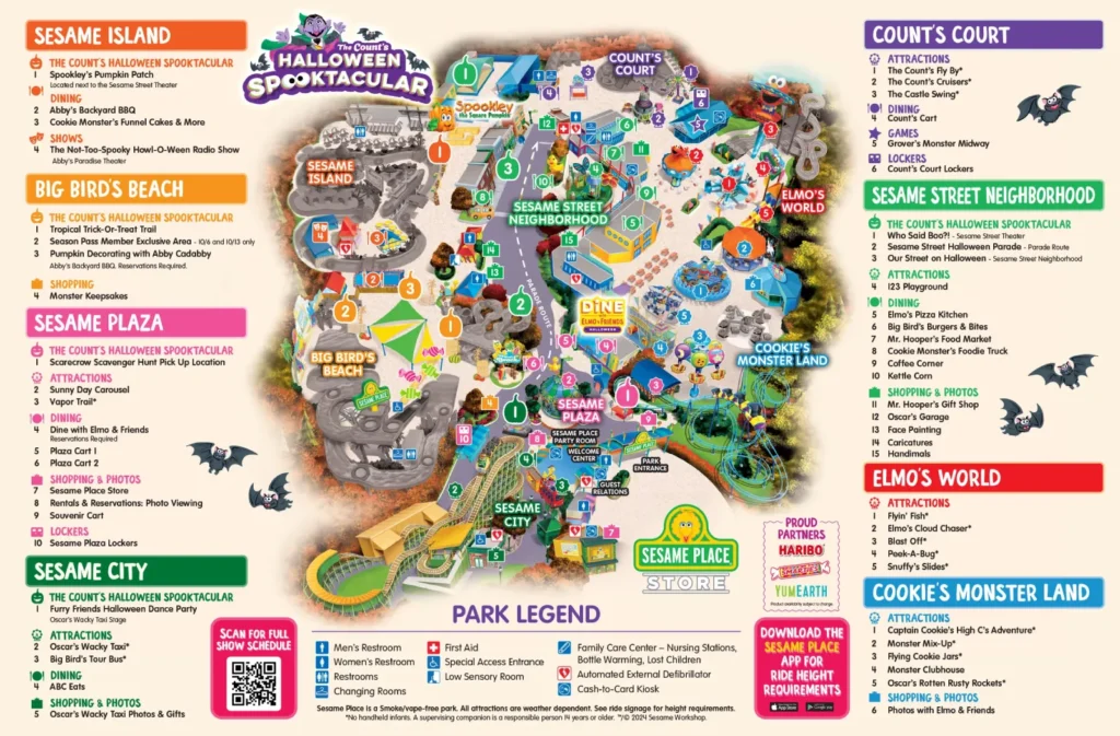 Sesame Place The Count's Halloween Spooktacular Map 2024