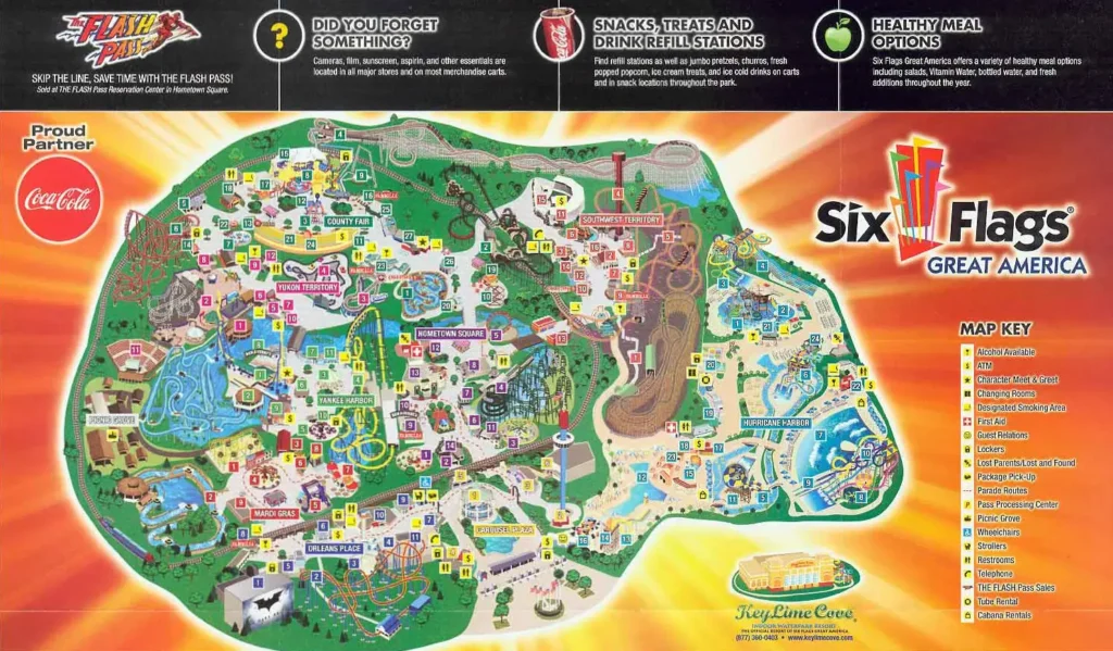 Six Flags America Map 2011