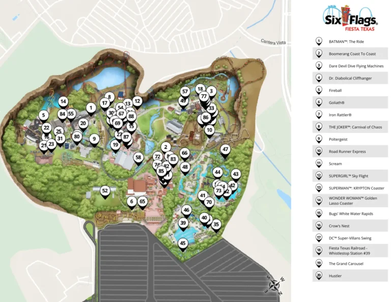 Six Flags Fiesta Texas Map 2025 1