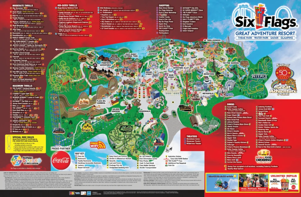 Six Flags Great Adventure Map and Brochure (2024 - 1974 ...