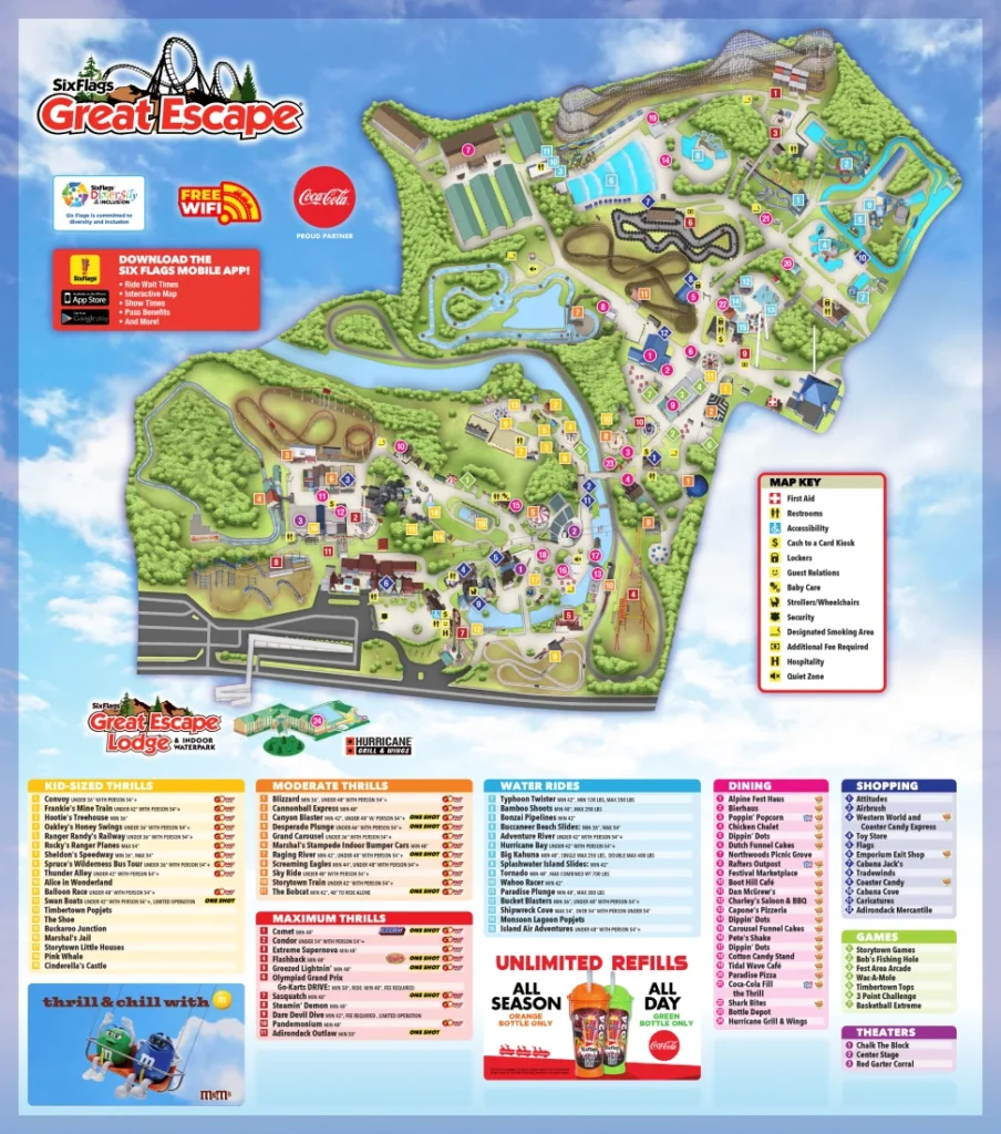 Six Flags Great Escape Map 2024