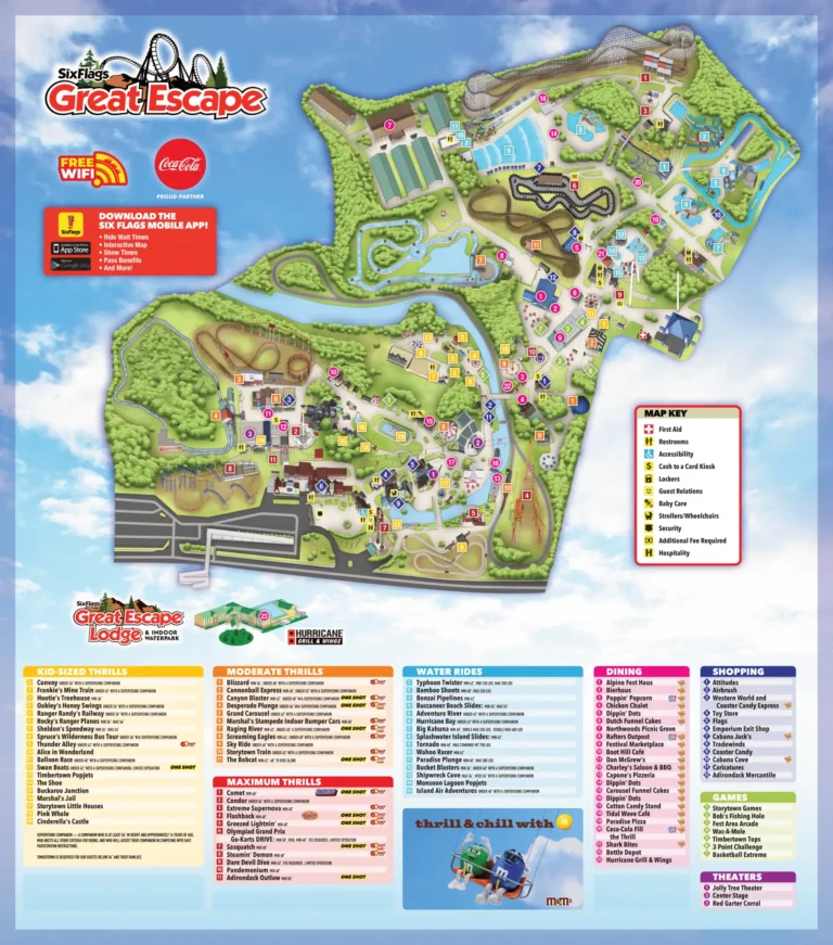 Six Flags Great Escape Map 2025