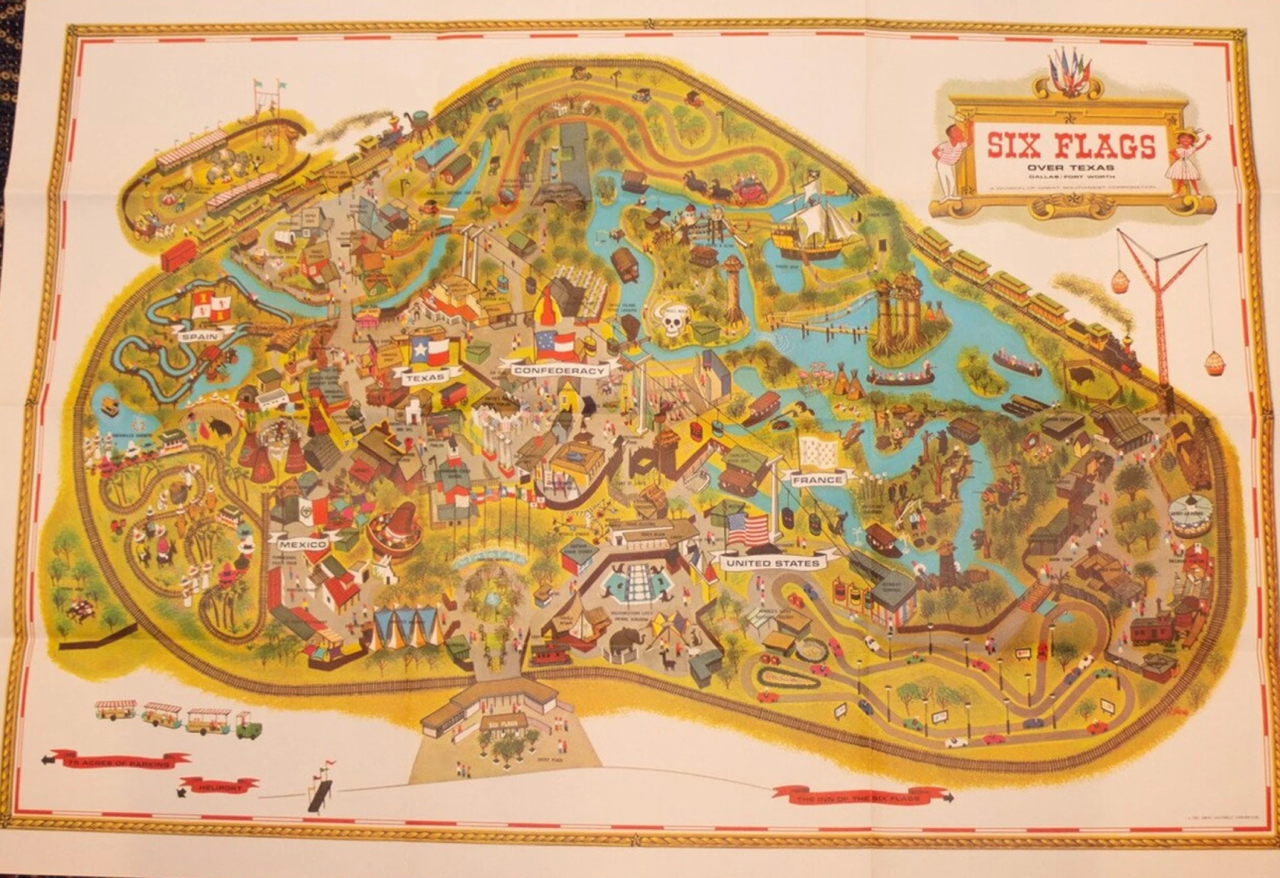 Six Flags Over Texas Map 1965
