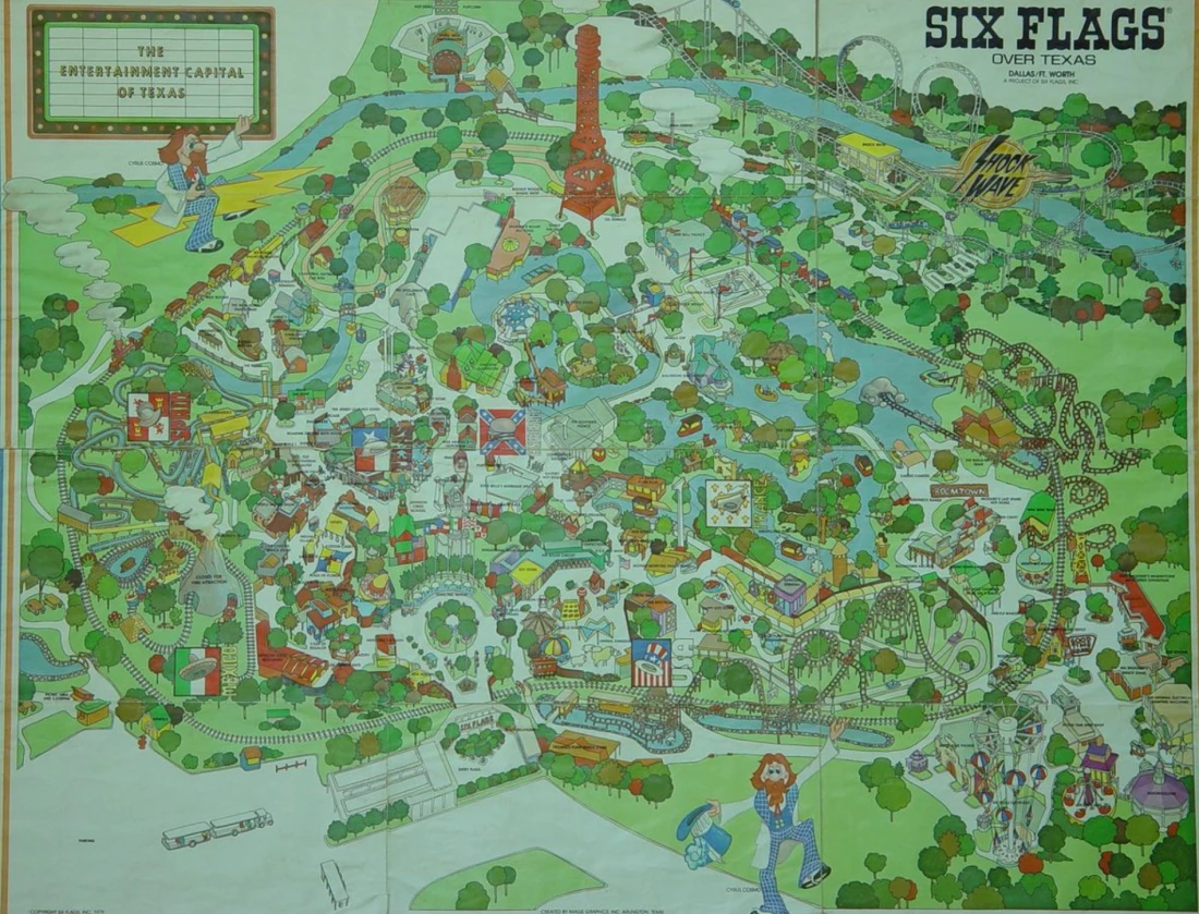Six Flags Over Texas Map 1973