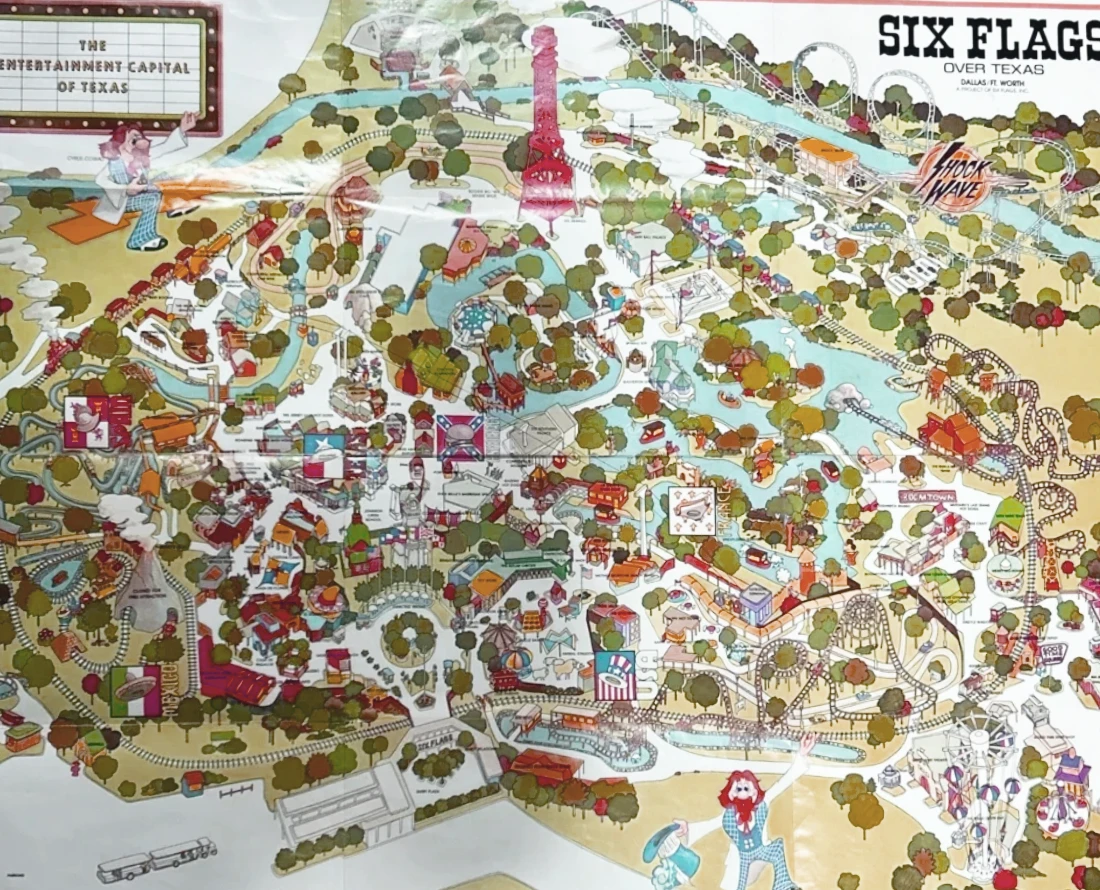 Six Flags Over Texas Map 1975