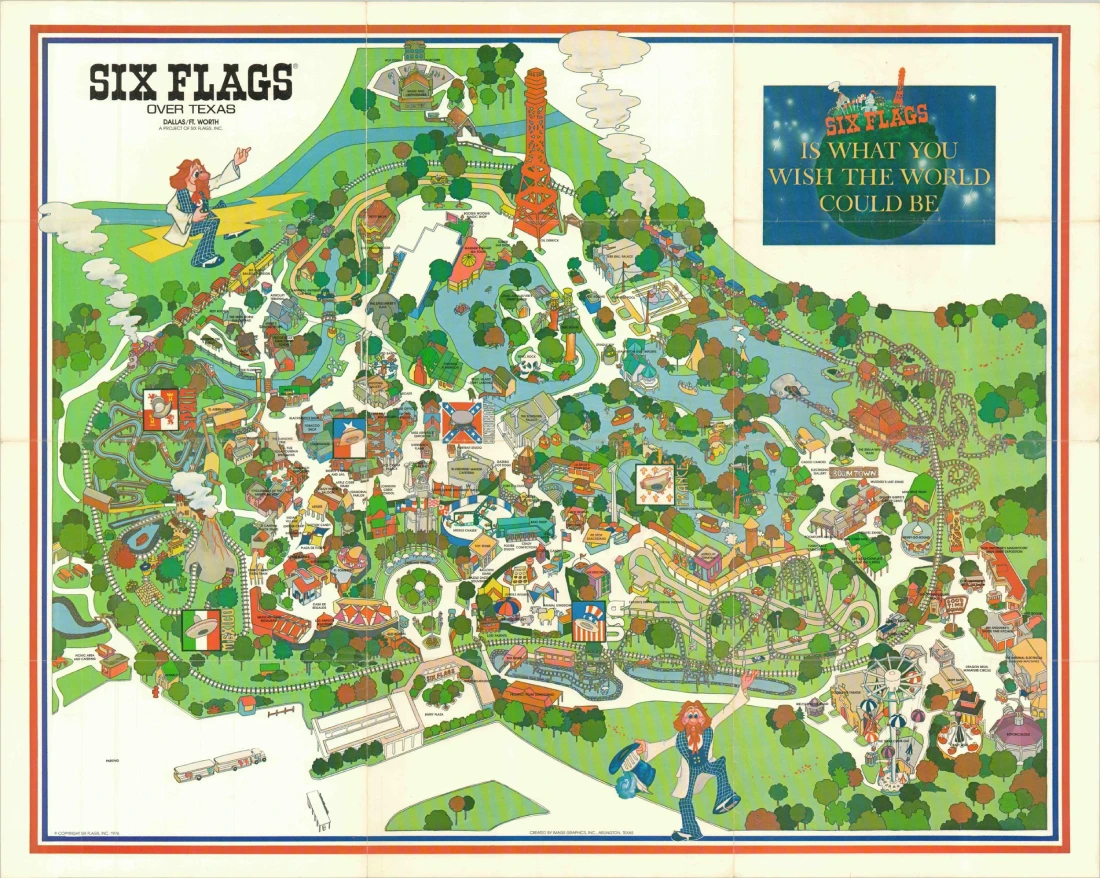 Six Flags Over Texas Map 1976