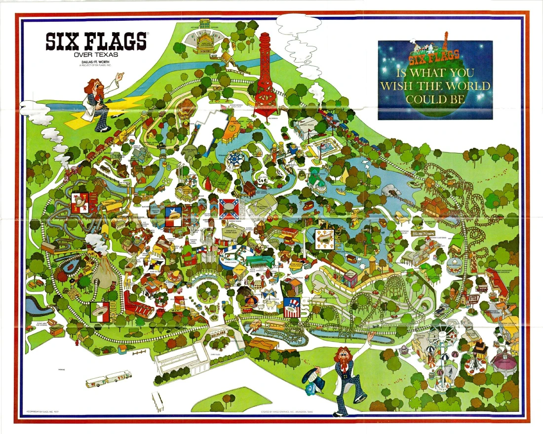 Six Flags Over Texas Map 1977