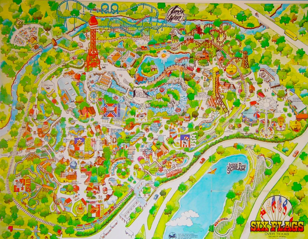 Six Flags Over Texas Map 1985