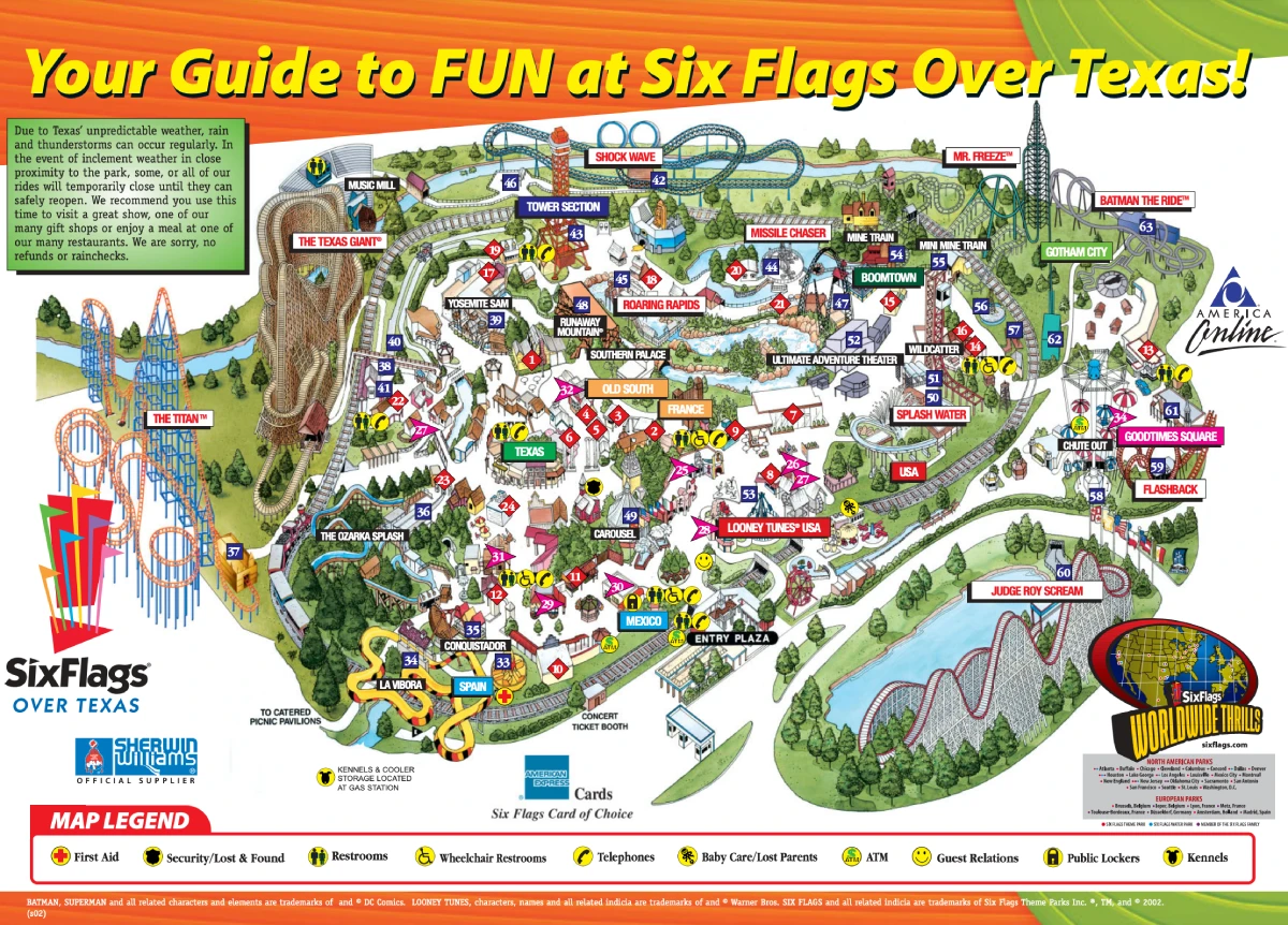 Six Flags Over Texas Map 2004