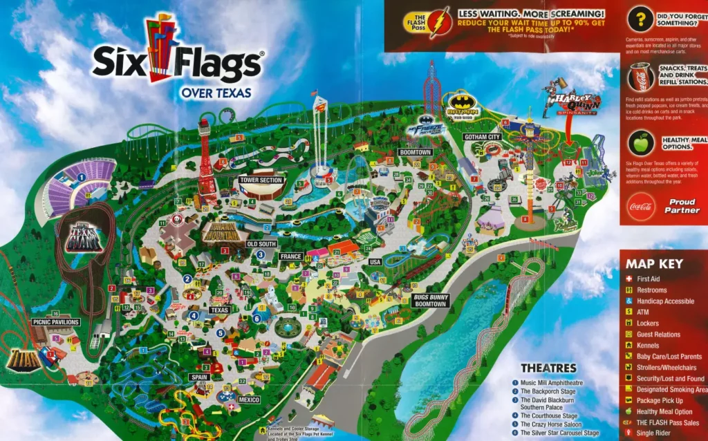 Six Flags Over Texas Map 2018