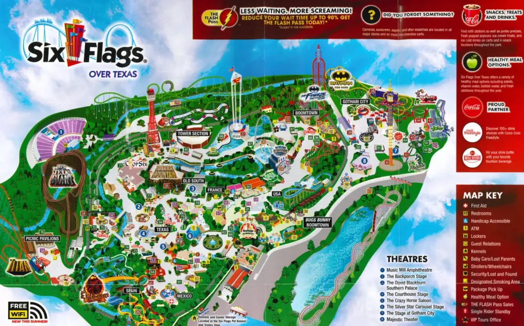 Six Flags Over Texas Map 2019