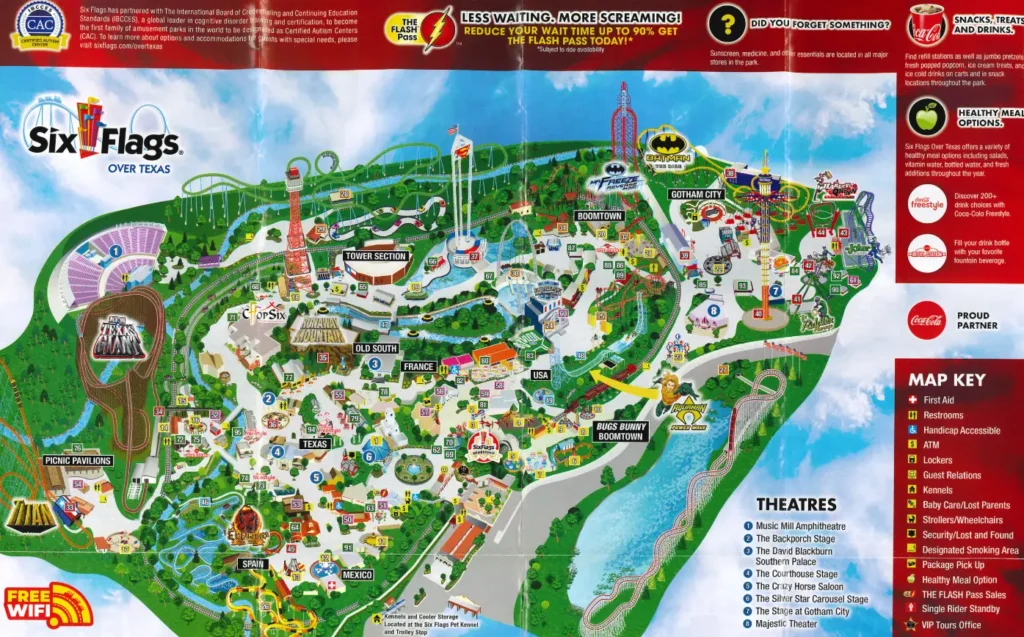 Six Flags Over Texas Map 2020