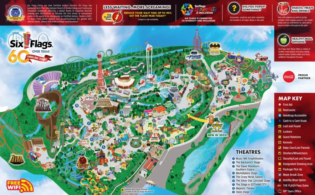 Six Flags Over Texas Map 2021