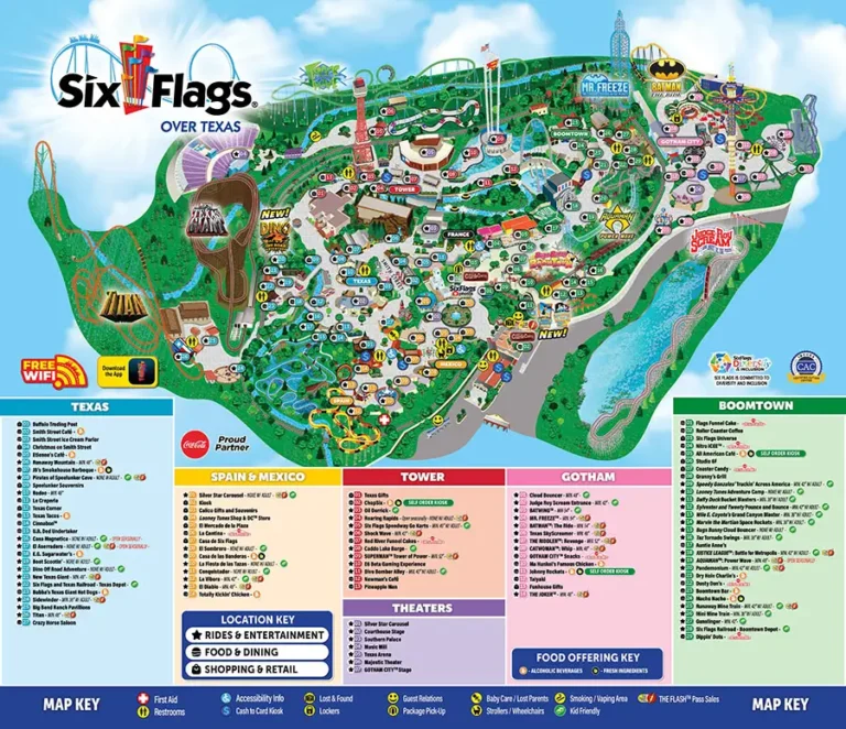 Six Flags Over Texas Map 2024