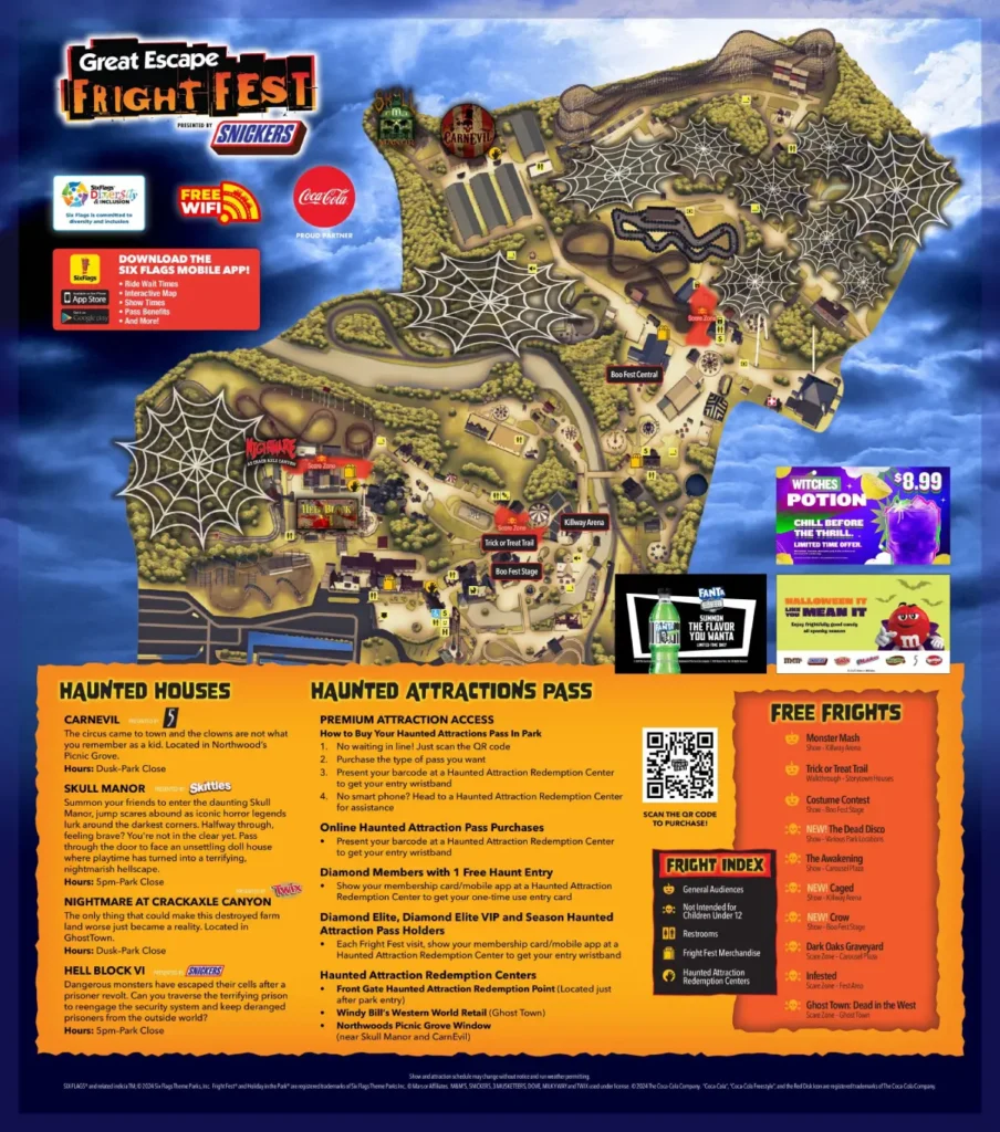 Six Flags The Great Escape Fright Fest Map 2024